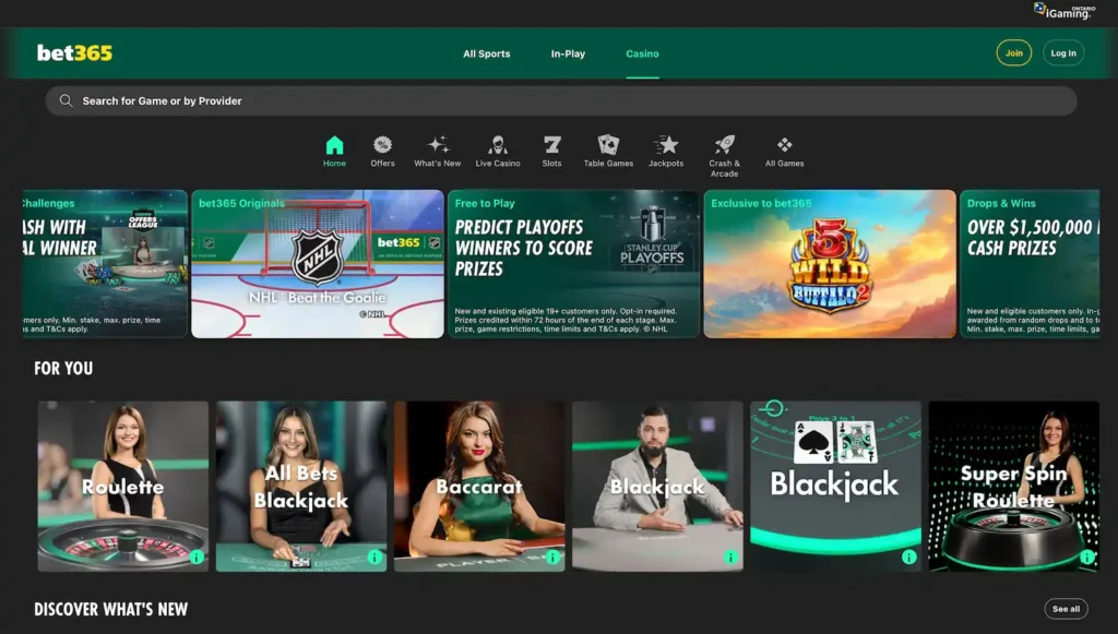 Bet365 Casino Game Library